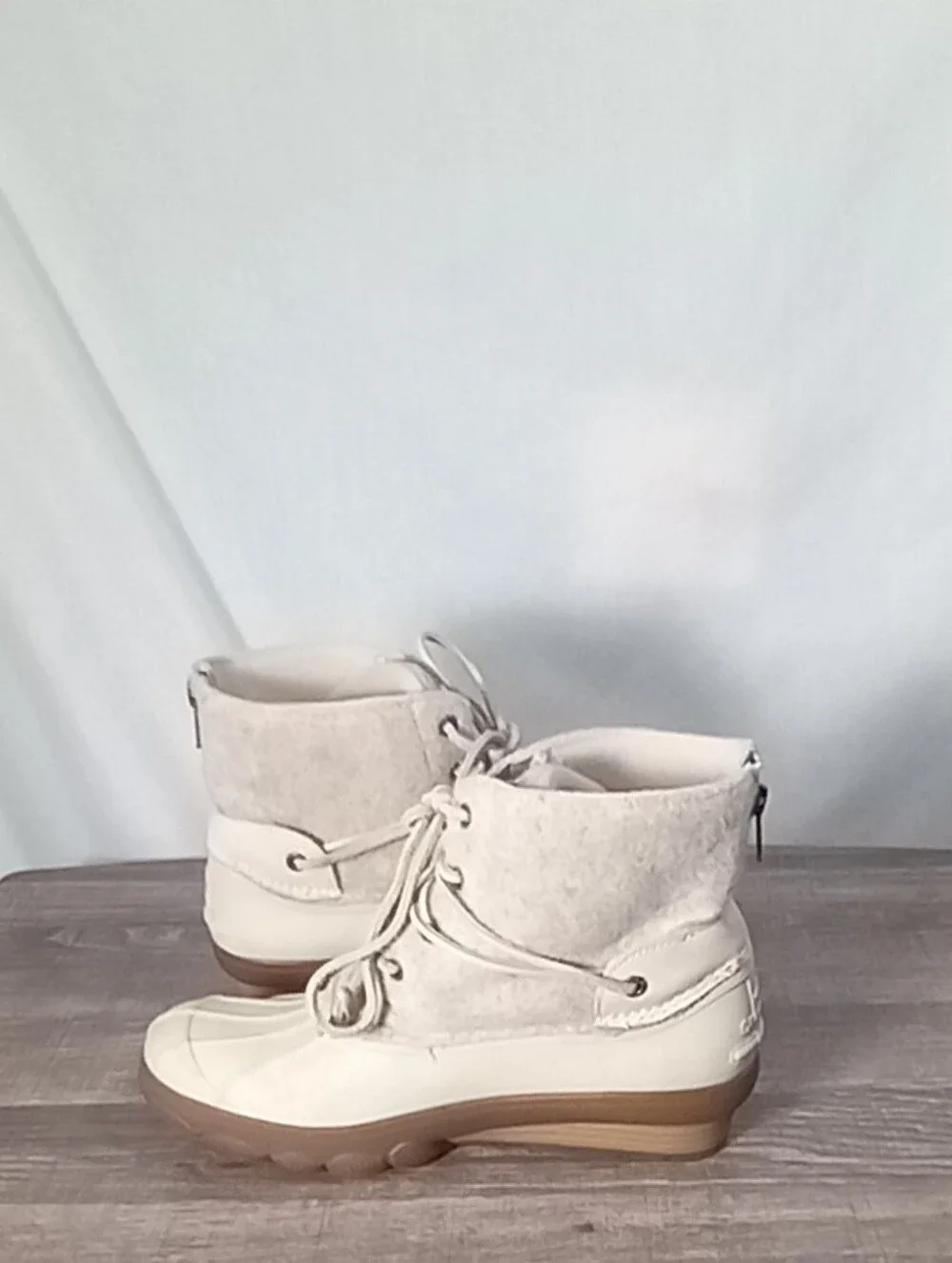 Sperry White Saltwater Wedge Tide Rubber Boots Size 7.5M